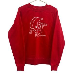 GLOSSIER Red G Pal Graphic Limited Edition Cozy Crewneck Pullover Sweatshirt SzM